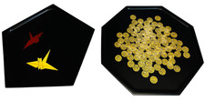 Zohiko Kyoto Urushi Lacquer Serving Tray Set Cranes Gold Black w/ Box picture