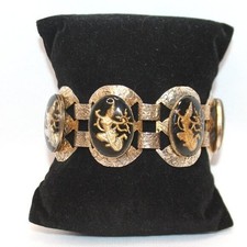 Siam Sterling Niello Graduated Panel Link Bracelet Unique Vintage picture