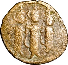 ARAB-BYZANTINE, AE fals, n.d. (late 680s-693), Tabariya. Obv./ Three emperors picture