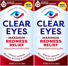 Pack 2 Clear Eyes Maximum Strength Redness Relief Eye Drops, 0.5 fl oz, 01/2027 picture