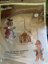 Vintage Bucilla Felt Jeweled Ornament Kit Ginger Snaps 1883 RARE NOS New USA picture