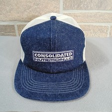 Consolidated Nutrition LC Denim Mesh Trucker Hat Snapback K-Products USA Vintage picture