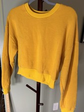Reformation Jeans Sweatshirt Womens XS Mustard Yellow Cropped Crewneck Modal picture