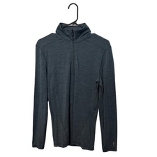 Smartwool Classic Thermal Merino 1/4 Zip Mens Small Blue Wool Base Layer Slim picture