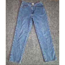L.L. Bean Flannel Lined Jeans Womens 12 Medium Wash Blue Straight Leg Cotton picture
