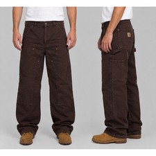 Carhartt B136 DKB Double Front Logger Dungarees Dark Brown 30x30 picture