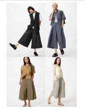UNIQLO Nylon Culottes S-3XL Cropped Loose Flared Quick-Dry Women 485593 NWT picture