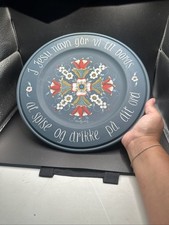 Amazing Vintage Norwegian Rosemaling Large Wooden Plate, Hand-painted & Signed picture