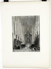 1882 THE CHURCH OF ST PAUL ANTWERP Original Engraved Print Large 18.5 x 13.5 picture
