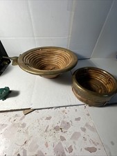 Vintage Gabriella Crespi Style Pencil Reed Rattan Brass Nesting Bowls Set picture