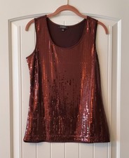 ELEMENTZ WOMEN'S SLEEVELESS SEQUIN BROWN BLOUSE in SIZE MEDIUM picture