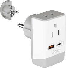 Ceptics US to Germany France Korea Russia Travel Plug Adapter-Type E/F AP-9 picture