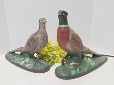 Vintage Holland Mold Ceramic Hand Painted Pheasants Set Of 2 Male Female picture