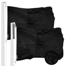 G128 2 Pack: American USA All Black Flag 2x3 Ft Embroidered 210D Polyester picture