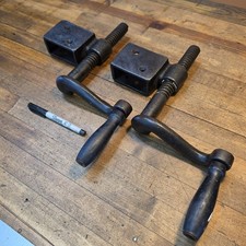Beautiful Antique BAR Clamps Set of 2 CAST IRON• Heavy Duty Tools Take 2x4's☆USA picture