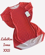 NWT LuLaRoe Irma Tunic T - Red with White Polka Dots- XXS picture