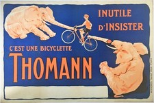 Original Scarce 1920s Thomann Cycle Poster - Two Elephants picture