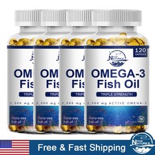 3x Strength EPA & DHA Omega 3 Fish Oil 3600mg, Highest Potency, 4 × 120 Softgels picture