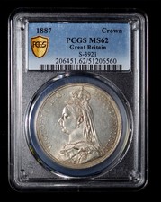 PCGS MS62 1887 GREAT BRITAIN Queen Victoria Silver Crown picture