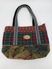 Vintage Mackenzie Childs Large Tote Bag Stripes Tapestry Plaid Multicolor picture