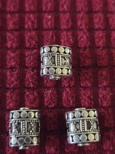Lot Of 3 Sterling Silver Handcrafted Bali Beads, 12x11x7mm picture