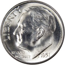 1951 S Roosevelt Silver Dime Uncirculated Mint State 10c Coin picture