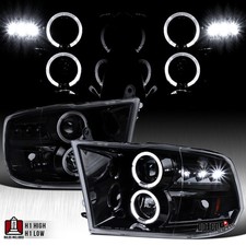 Fit 2009-2018 Dodge Ram 1500 2500 Black Smoke LED Halo Projector Headlights Lamp picture