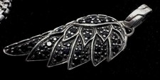 John Hardy Legends Eagle Wing Lava Pave Black Sapphire Spinel Pendant 925 picture