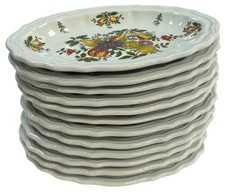 GINORI DIAMONDSTONE PESCARA FRUIT MOTIF OVAL FISH PLATES SET OF 12 RARE HTF picture