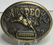 1977 HESSTON VINTAGE National Rodeo Finals BELT BUCKLE (100% AUTHENTIC) ~LOOK picture