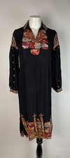 Vintage 1930s Dress Embroidered Hungarian Peasant Dress Ryon TALON ZIP M 40