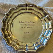 Vintage Andrews Golf Course 1957 Birks Silver EP On Copper St  Trophy Tray picture