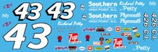 #43 Richard Petty Southern Chrysler Plymouth 1/64th Scale Nascar Decals picture