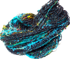 Amazing, Handspun Art Yarn, 71 yards, Wool, Sari Silk, Upcycled, Worsted, Gray picture