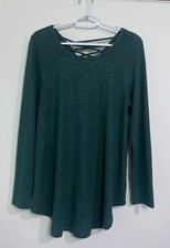 Torrid Super Soft Plush Lace-Up Back Tunic Sweater 0 12 Dark Green picture