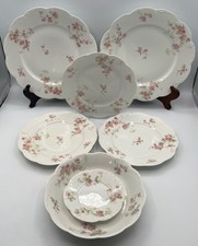 ATQ - Theodore Haviland Limoges Pink Rose Scalloped Plates & Bowls Schleiger 42E picture
