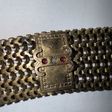 Antique 1880s Victorian Gold Filled Woven Book Chain Mesh Slide Bracelet 7” READ picture