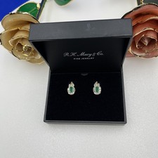 14K Yellow Gold Emerald Stud Earrings  picture