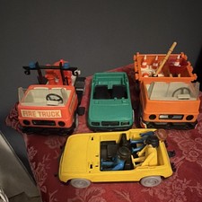 Vintage 1976  Playmobil Vehicle Lot Fire Truck Police Car Construction + Accs picture