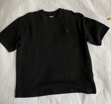 DKNY Mens Textured T Shirt Oversized Fit Sz M Black Logo Casual picture
