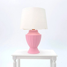 1/6 Scale Dollhouse Pink Lamp –  Modern Fluted Sakura Lamp With Metallic Accents picture