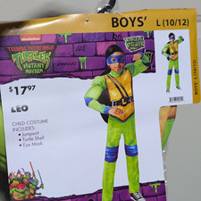Nickelodeon TMNT Leonardo Costume L (10/12) Jumpsuit Turtle Shell Mask picture