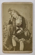 Antique CDV Photo Stunning Victorian Woman Long Hair Dress Gurney New York NY picture