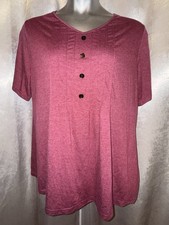 Fantaslook Women’s 2XL Tunic Top Burgundy Short Sleeve Button Detail NWT picture