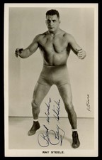 Wrestler Ray Steele SIGNED Vintage Wrestling RPPC Photo RARE Autograph NWA picture