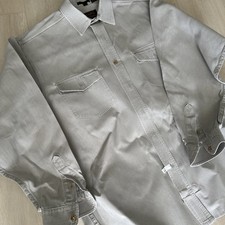 VTG Eddie Bauer Elkhorn Twill Men's Button Down Shirt Faded Sz L Made in USA picture