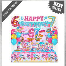 218Pcs 67 Birthday Decorations Girl Party Pack Set with Plates Napkins Cups picture