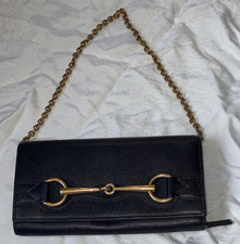 Vintage Gucci Horsebit Clutch Wallet On Chain Black Textured Leather Tom Ford picture