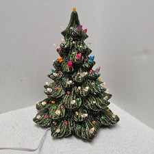 Vintage 1982 Ceramic Light Up Christmas Tree 12 Atlantic Molds  NO BASE Green picture
