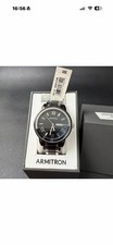 MSRP $95 Armitron Men's 20/4935TB Black/Silver Tone Bracelet Watch New Battery picture